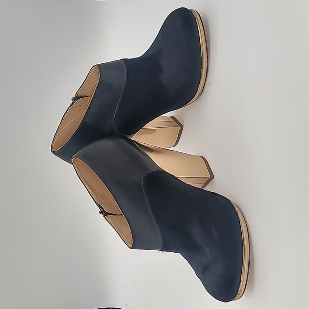 Cole Haan Sophie Black Calf Hair & Gold Boots